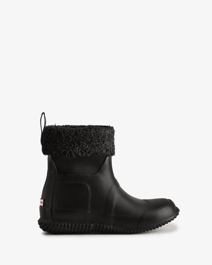 Hunter Botas De Piel De Oveja Vegana Con Parte Superior Enrollable Y Aislamiento Para Niños Grandes (5-10 Años) Negro