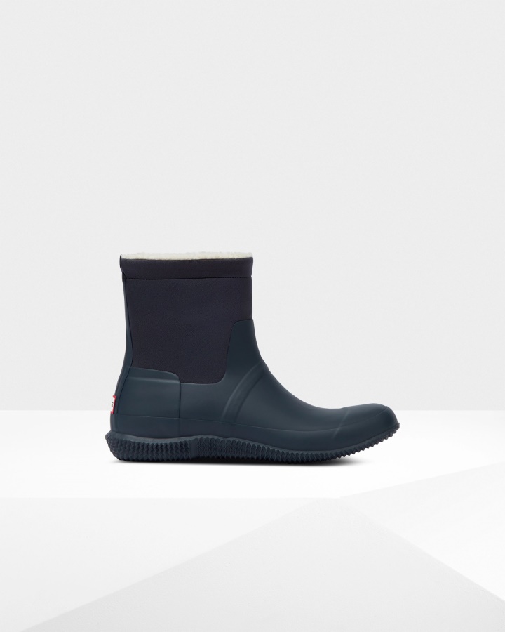 Hunter Botas De Piel De Oveja Vegana Con Parte Superior Enrollada Aislada Para Hombre Hunter Navy