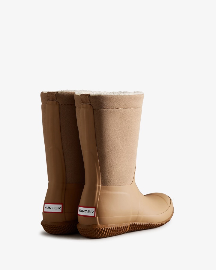 Hunter Botas De Piel De Oveja Vegana Con Parte Superior Enrollada Aislada Para Mujer Marrón Rojizo