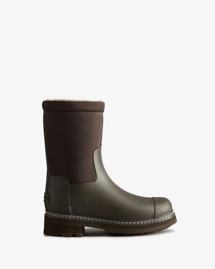 Hunter Botas De Piel De Oveja Vegana Con Puntada Refinada Para Mujer Chocolate Amargo