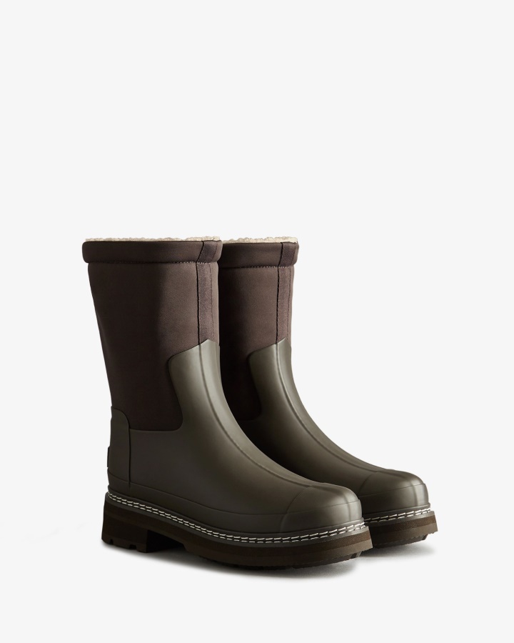 Hunter Botas De Piel De Oveja Vegana Con Puntada Refinada Para Mujer Chocolate Amargo