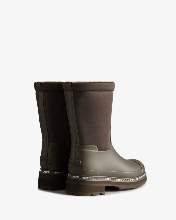 Hunter Botas De Piel De Oveja Vegana Con Puntada Refinada Para Mujer Chocolate Amargo