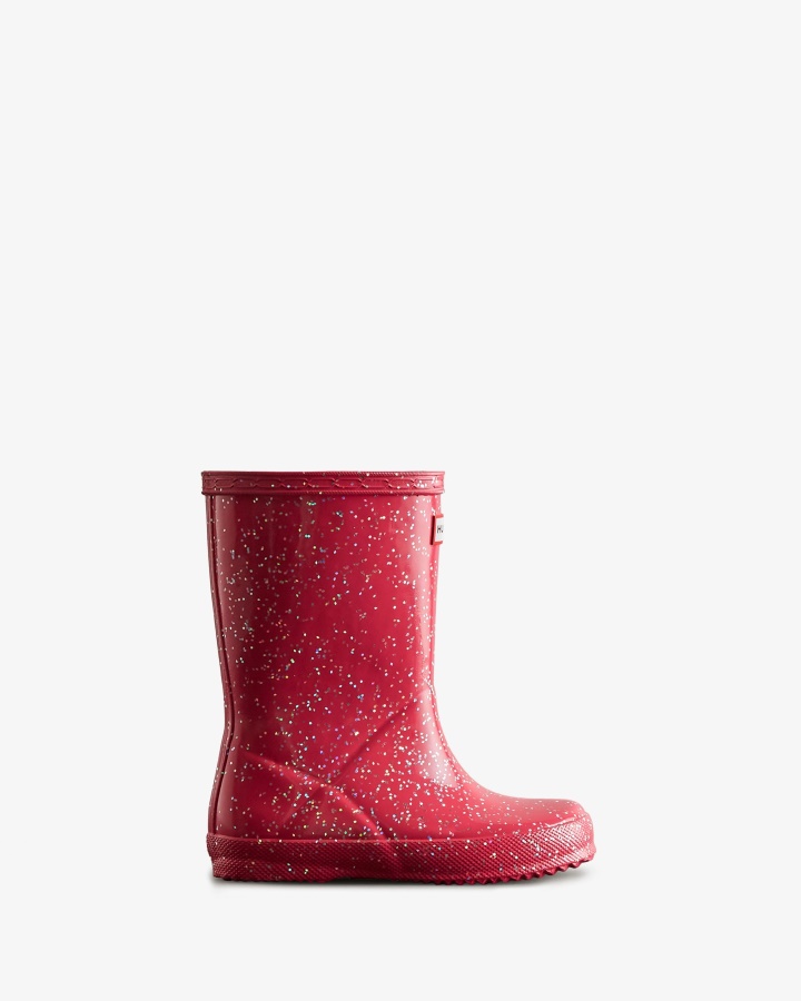 Hunter Kids First (18 Meses-8 Años) Botas De Lluvia Gigantes Con Purpurina Rosa De Segunda Mano