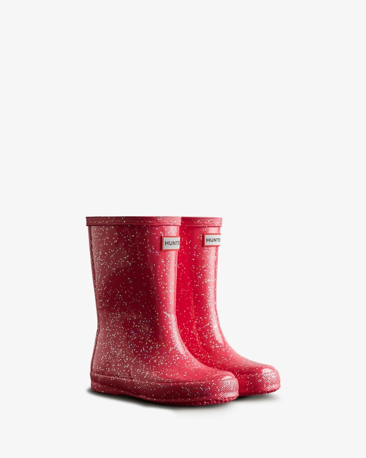 Hunter Kids First (18 Meses-8 Años) Botas De Lluvia Gigantes Con Purpurina Rosa De Segunda Mano