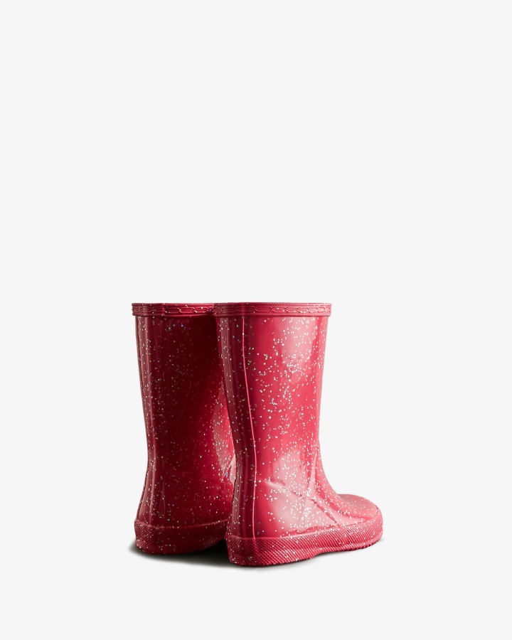 Hunter Kids First (18 Meses-8 Años) Botas De Lluvia Gigantes Con Purpurina Rosa De Segunda Mano