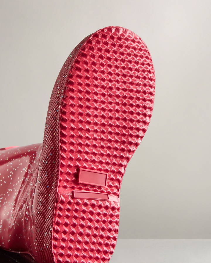 Hunter Kids First (18 Meses-8 Años) Botas De Lluvia Gigantes Con Purpurina Rosa De Segunda Mano