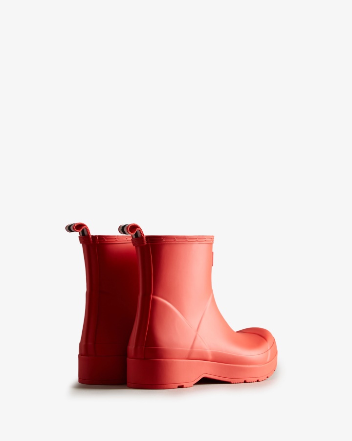 Hunter Men\s Play Botas De Lluvia Cortas Con Logo Rojo