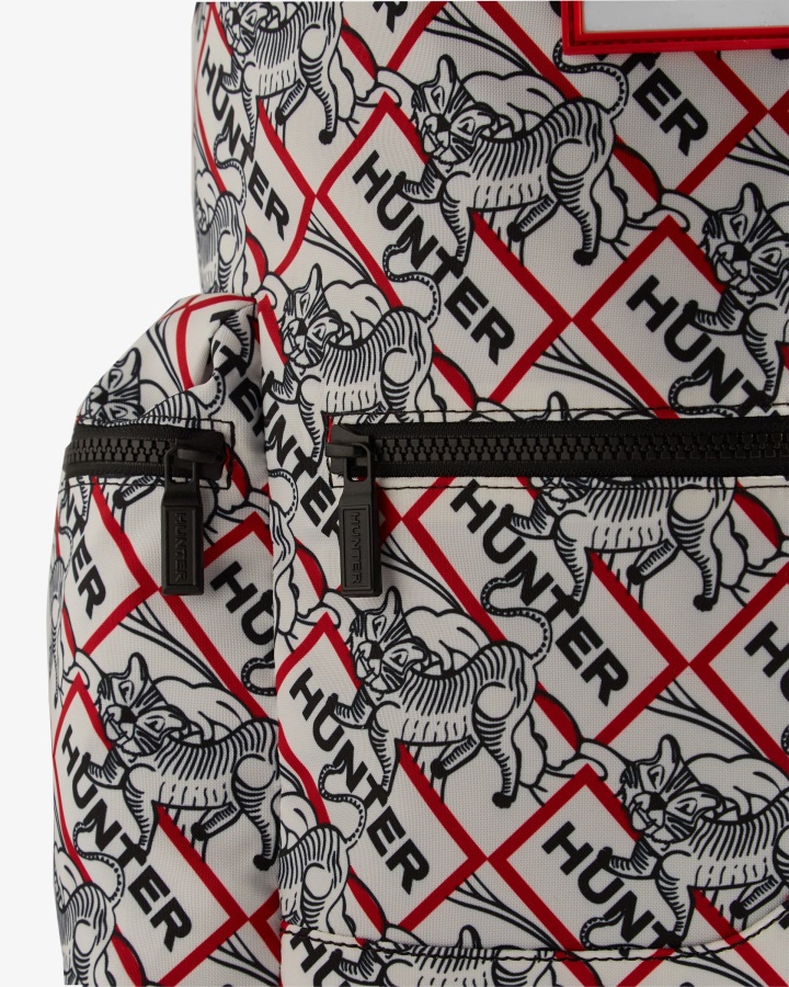 Mochila Hunter Nylon Top Clip Lunar New Year Tigre Estampado Negro-blanco