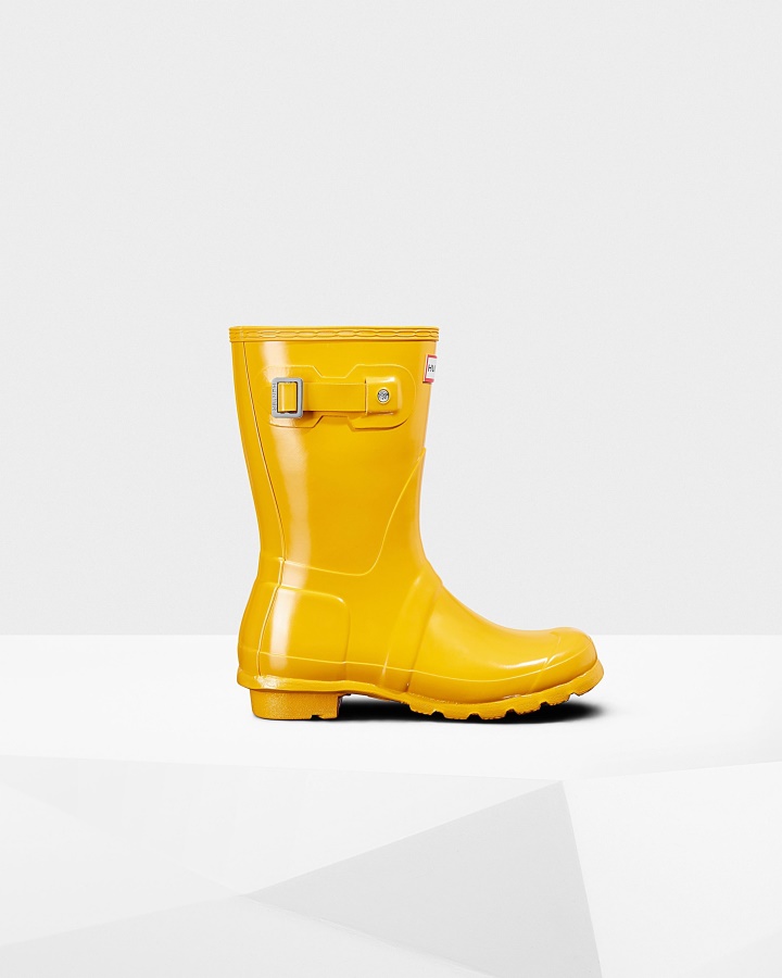 Botas De Lluvia Mujer Hunter Original Short Gloss Amarillo
