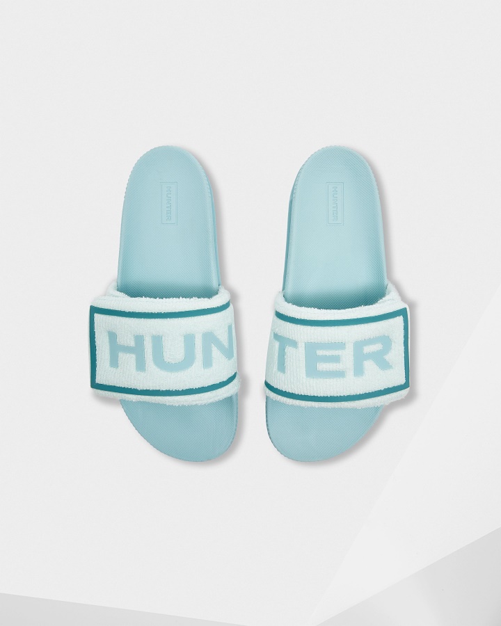 Chanclas Ajustables Con Logo De Toalla De Rizo Para Mujer Hunter Menta Verde-azul Eucalipto