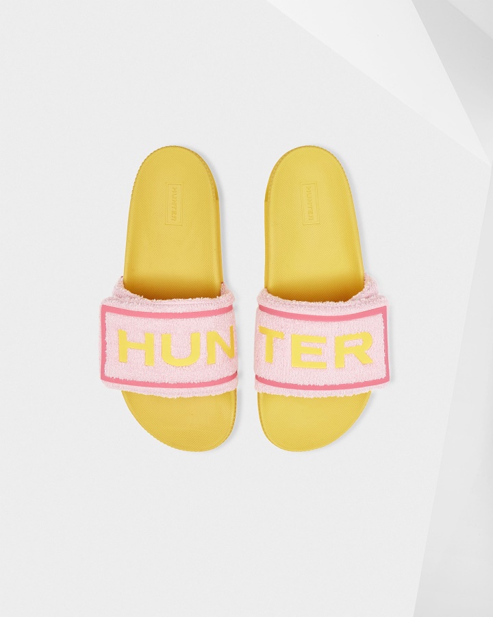 Chanclas Ajustables Con Logo De Toalla De Rizo Para Mujer Hunter Foxglove Pink-primrose Yellow