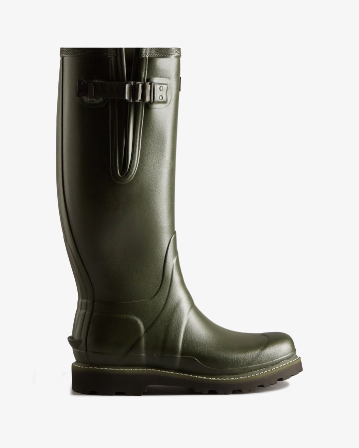 Hunter Balmoral - Botas De Agua Ajustables Laterales Para Hombre, Color Oliva Oscuro