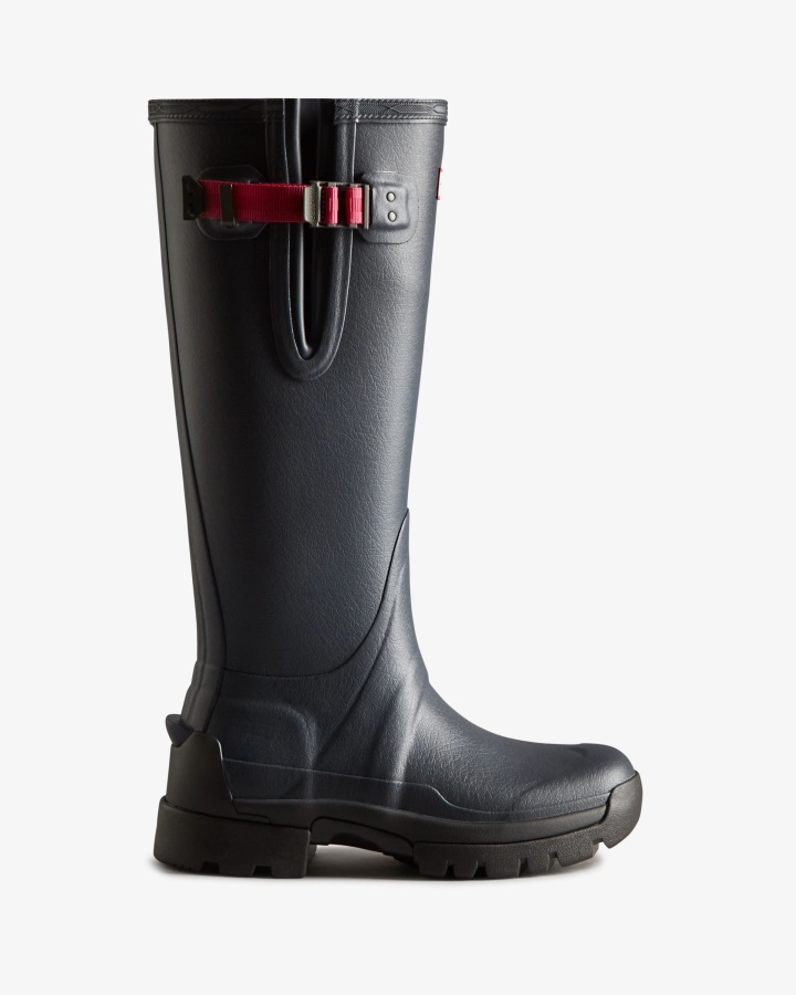 Hunter Botas De Lluvia Balmoral Ajustables De Neopreno De 3 Mm Para Mujer Azul Marino-pimienta