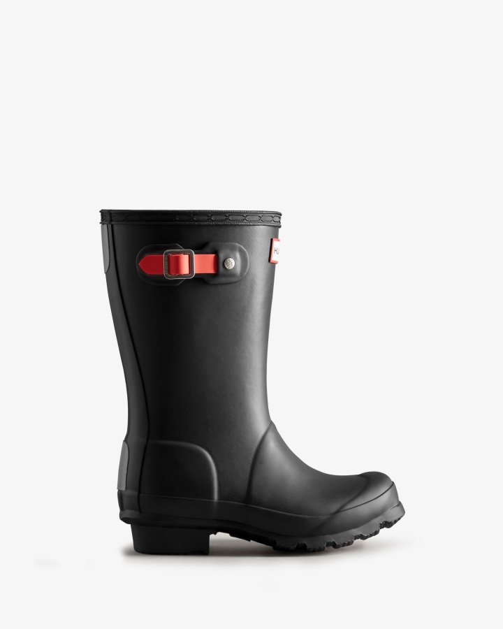 Botas De Lluvia Con Aislamiento Hunter Para Niños Grandes (5-11 Años) Black-logo Red