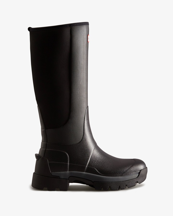Botas De Lluvia Altas Hunter Balmoral Field Hybrid Para Mujer Negro
