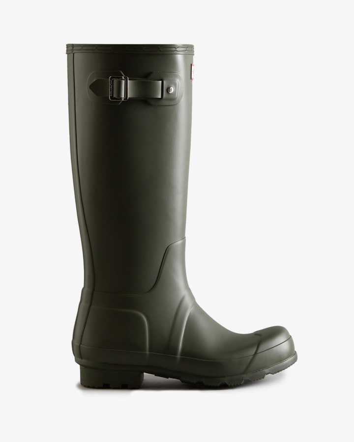 Botas De Lluvia Altas Originales De Hunter Para Hombre Verde Oliva Oscuro