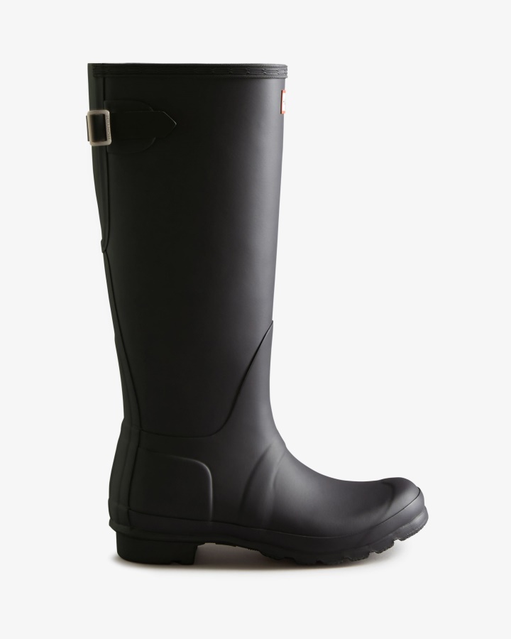 Botas De Lluvia De Mujer Hunter Con Espalda Alta Ajustables En Dos Tonos Negro Hielo-negro