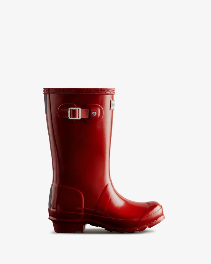 Botas De Agua Con Brillo Para Niños Grandes (5-11 Años) De Hunter Original Rojo Militar