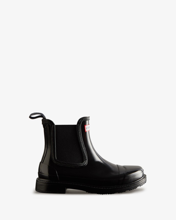 Botas Hunter Mujer Commando Gloss Chelsea Negras