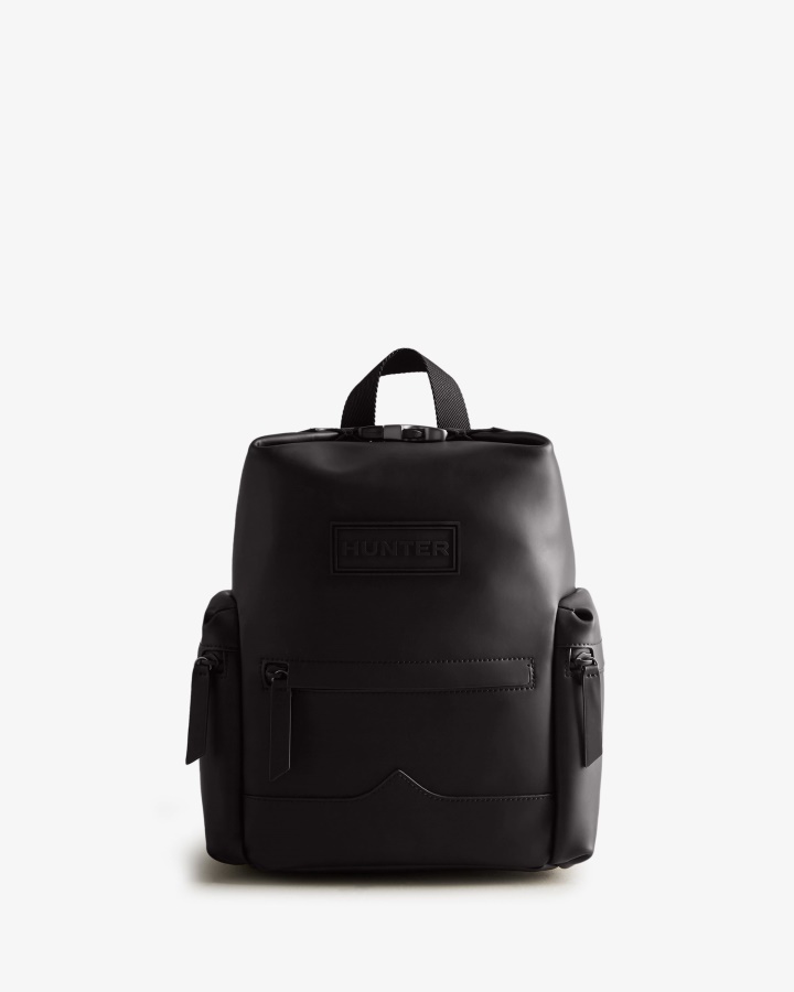 Minimochila Con Clip En La Parte Superior De Hunter - Cuero Engomado Negro