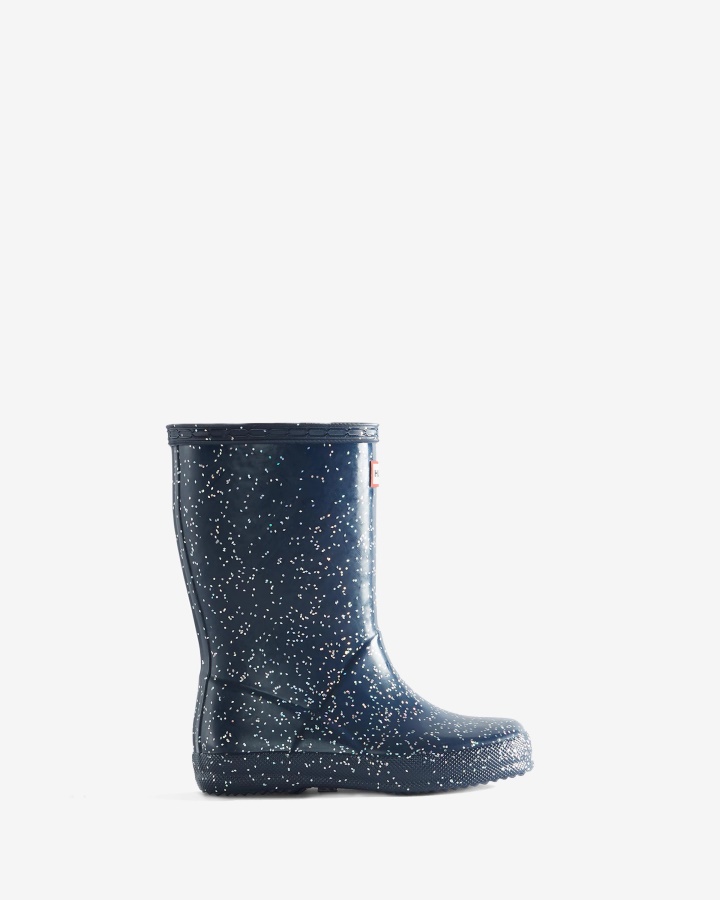 Botas De Lluvia Hunter Kids First (18 Meses-8 Años) Con Purpurina Gigante Valtameri Azul